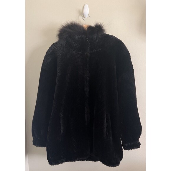 Gallery fox fur trimmed Luxurious hooded coat Small made in USA - Picture 2 of 9